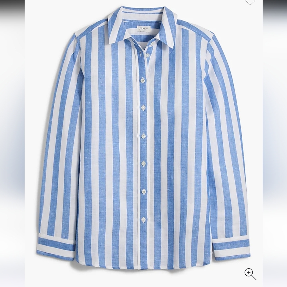 J. Crew Blue and White striped Linen blend womens shirt size medium NWT